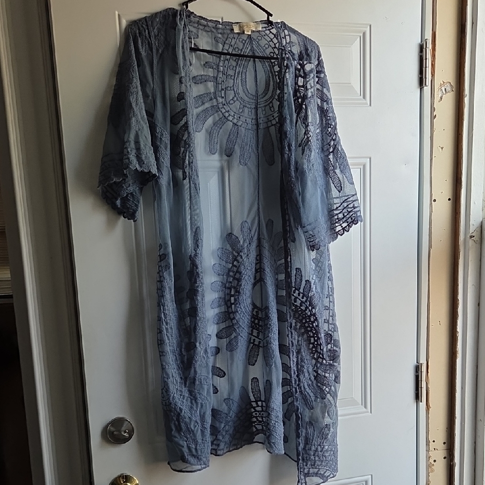 Rebellion Navy Sheer Lace Cover-Up Sz XL